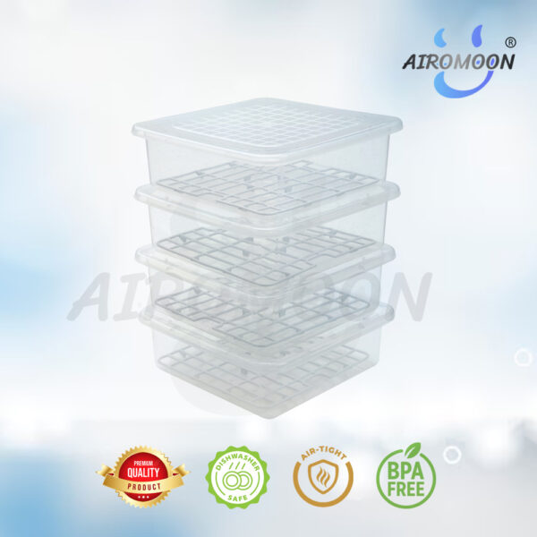 AIROMOON Fridge Container 2500 ML Pack of 4, Vegetables Boxes, Multipurpose Storage Box
